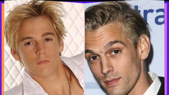 alt="Kaden Brent Carter and Aaron Carter in a childhood picture"